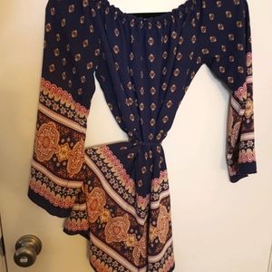 Dark blue romper with medallion detail